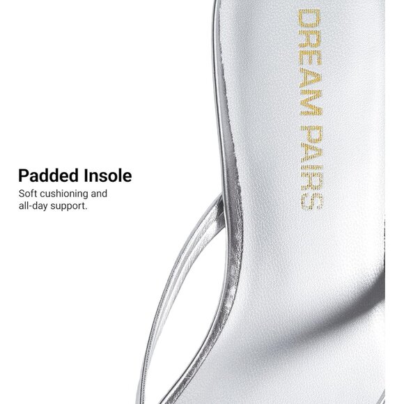 Dream Pairs Women Silver Faux Leather  Square Open Toe  Low Heels Sandals Shoes - Picture 5 of 8